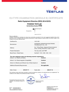 Certificat d'examen de type eu (module b)